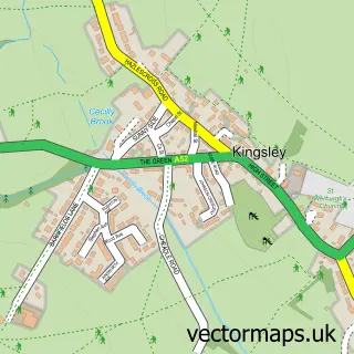 Street map sample of Kingsley, Staffordshire