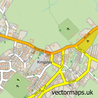 Street map sample of Kingsley, Cheshire
