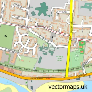 Street map sample of Kingston Buci, West Sussex