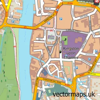 Street map sample of Kingston upon Thames, Greater London