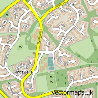 Street map sample of Kingswells, City of Aberdeen