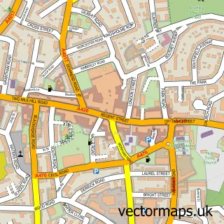 Street map sample of Kingswood, Gloucestershire