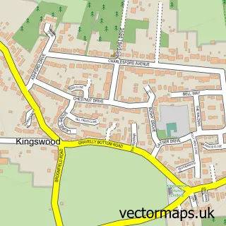 Street map sample of Kingswood, Kent