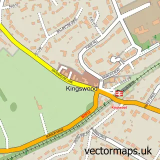 Street map sample of Kingswood, Surrey