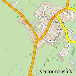 Street map sample of Kingswood, Powys