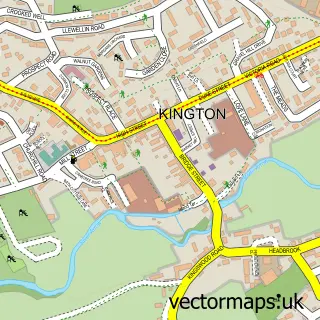 Street map sample of Kington, Herefordshire