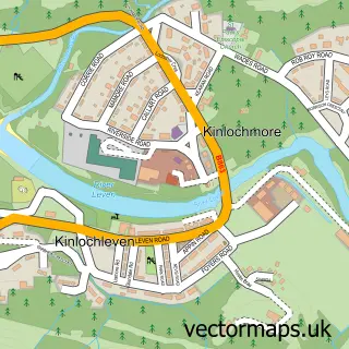 Street map sample of Kinlochleven, Inverness