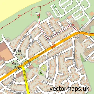 Street map sample of Kinmel Bay, Clwyd