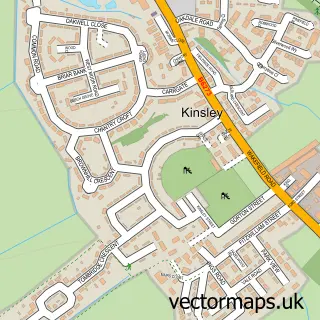 Street map sample of Kinsley, West Yorkshire