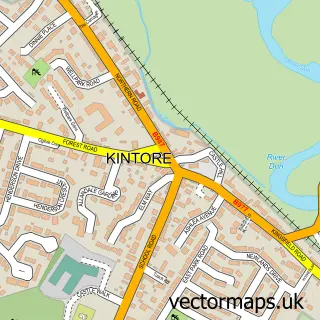Street map sample of Kintore, Aberdeenshire
