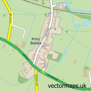 Street map sample of Kirby Bellars, Leicestershire