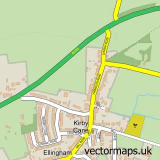 Street map sample of Kirby Cane, Norfolk