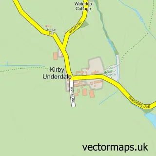 Street map sample of Kirby Underdale, East Riding of Yorkshire