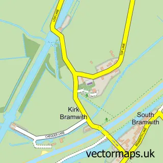 Street map sample of Kirk Bramwith, South Yorkshire