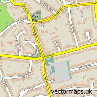 Street map sample of Kirk Ella, East Riding of Yorkshire