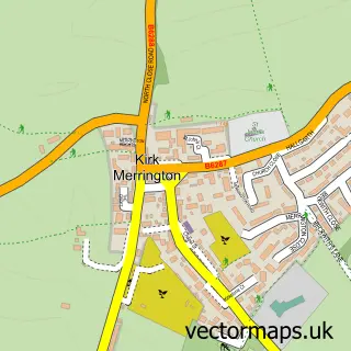 Street map sample of Kirk Merrington, Durham
