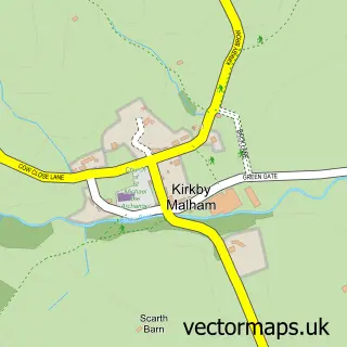 Street map sample of Kirkby Malham, North Yorkshire