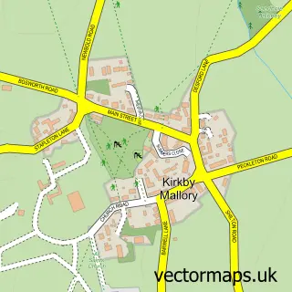 Street map sample of Kirkby Mallory, Leicestershire