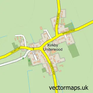 Street map sample of Kirkby Underwood, Lincolnshire