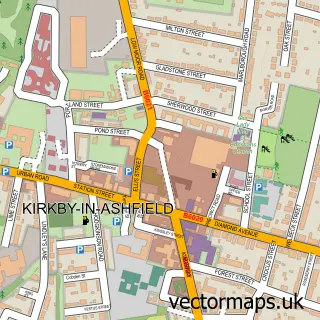 Street map sample of Kirkby-in-Ashfield, Nottinghamshire