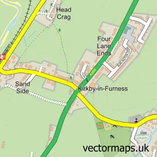 Street map sample of Kirkby-in-Furness, Cumbria