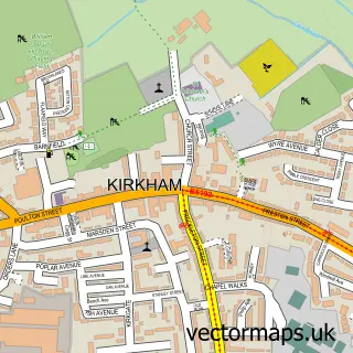 Street map sample of Kirkham, Lancashire
