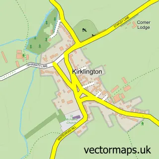 Street map sample of Kirklington, North Yorkshire