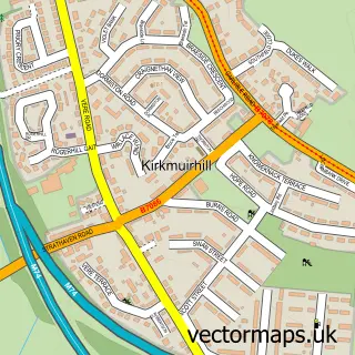 Street map sample of Kirkmuirhill, Lanarkshire