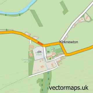 Street map sample of Kirknewton, Northumberland