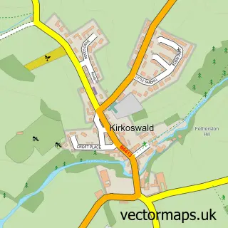 Street map sample of Kirkoswald, Cumbria