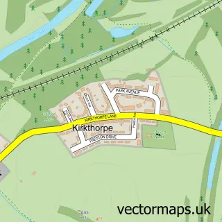 Street map sample of Kirkthorpe, West Yorkshire