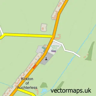 Street map sample of Kirkton of Auchterless, Aberdeenshire