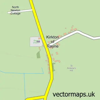 Street map sample of Kirkton of Rayne, Aberdeenshire
