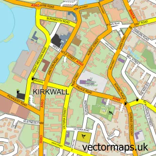 Street map sample of Kirkwall, Orkney