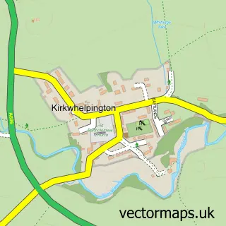 Street map sample of Kirkwhelpington, Northumberland