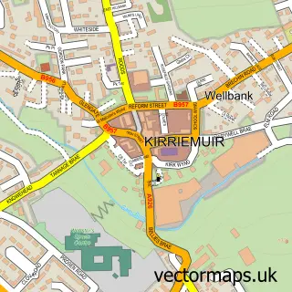 Street map sample of Kirriemuir, Angus