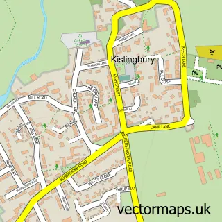 Street map sample of Kislingbury, Northamptonshire