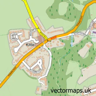 Street map sample of Kittle, West Glamorgan