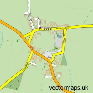 Street map sample of Kneesall, Nottinghamshire