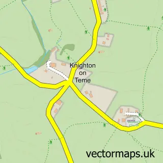 Street map sample of Knighton on Teme, Worcestershire