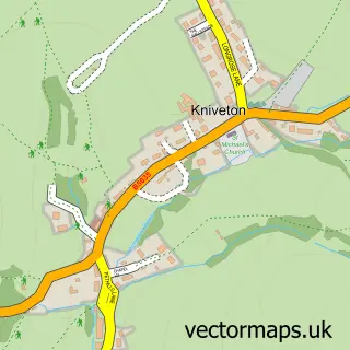 Street map sample of Kniveton, Derbyshire