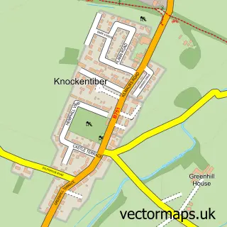 Street map sample of Knockentiber, Ayrshire and Arran