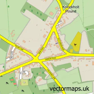 Street map sample of Knockholt Pound, Kent