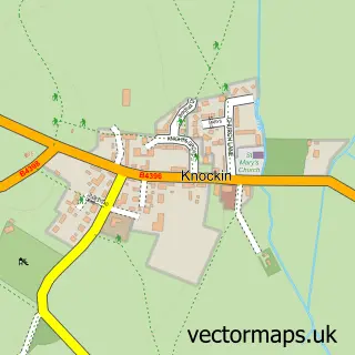 Street map sample of Knockin, Shropshire