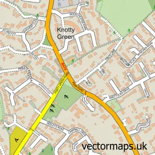 Street map sample of Knotty Green, Buckinghamshire