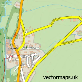 Street map sample of Knowle, Devon