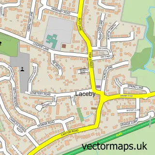 Street map sample of Laceby, Lincolnshire