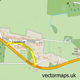 Street map sample of Lackford, Suffolk