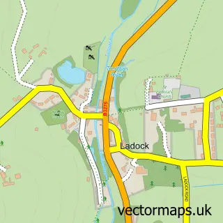Street map sample of Ladock, Cornwall