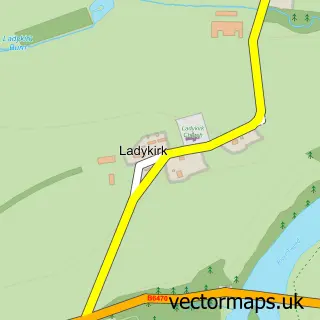 Street map sample of Ladykirk, Berwickshire